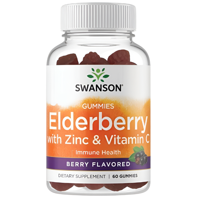 Swanson Elderberry Gummies with Zinc & Vitamin C, Berry - 60 gummies