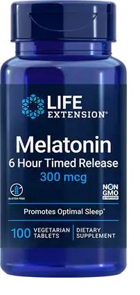 Life Extension Melatonin 6 Hour Timed Release, 300mcg 100 vegetarian tabs - Sports Supplements at MySupplementShop by Life Extension