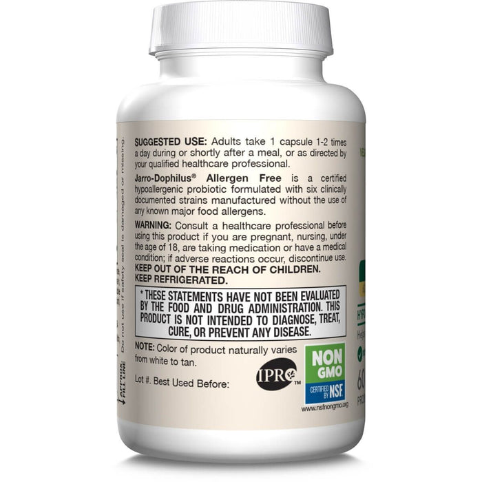 Jarrow Formulas Jarro-Dophilus Allergen Free (Probiotic) 10 Billion CFU 60 Veggie Capsules - Digestive Health at MySupplementShop by Jarrow Formulas