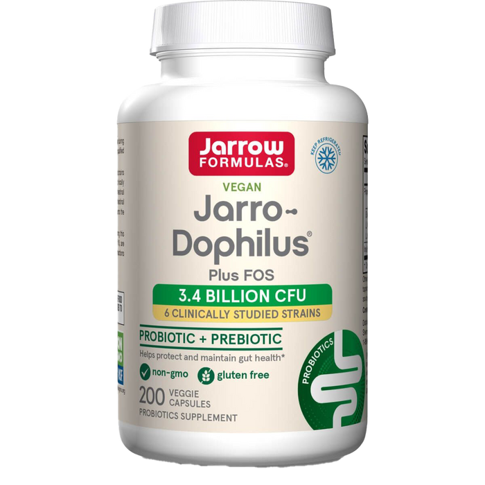 Jarrow Formulas Jarro-Dophilus + FOS (Probiotic + Prebiotic) 3.4 Billion CFU 200 Veggie Capsules