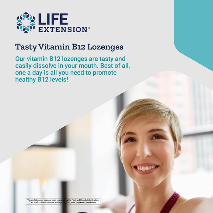 Life Extension Vitamin B12 Methylcobalamin 5 mg 60 Vegetarian Lozenges - Vitamins & Minerals at MySupplementShop by Life Extension