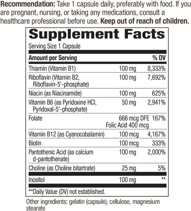 Nature's Way Vitamin B-100 Complex 100 Capsules - Skin Care at MySupplementShop by Nature's Way