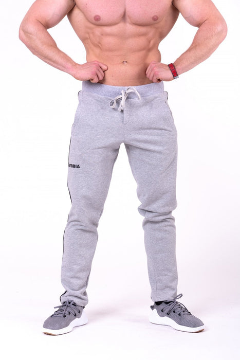 Nebbia Side Stripe Retro Joggers 154 - Grey - XL - Joggers at MySupplementShop by Nebbia