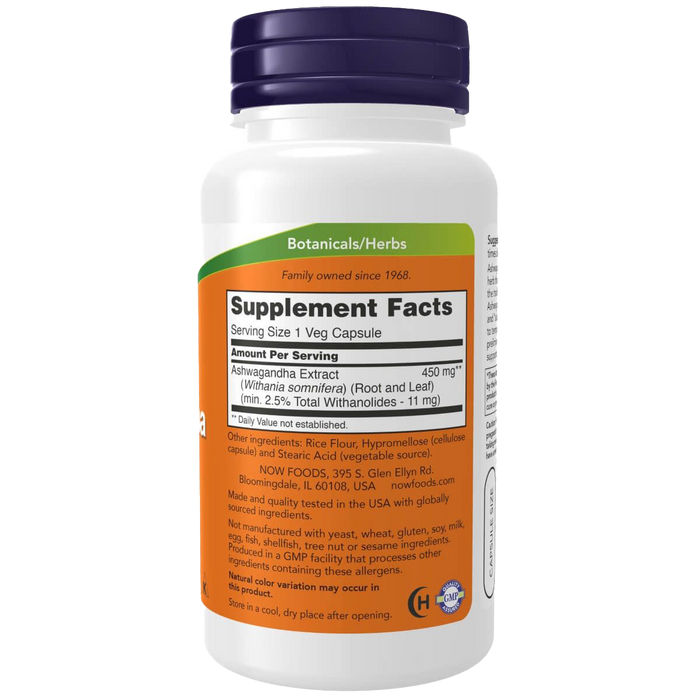 NOW Foods Ashwagandha 450 mg 90 Veg Capsules