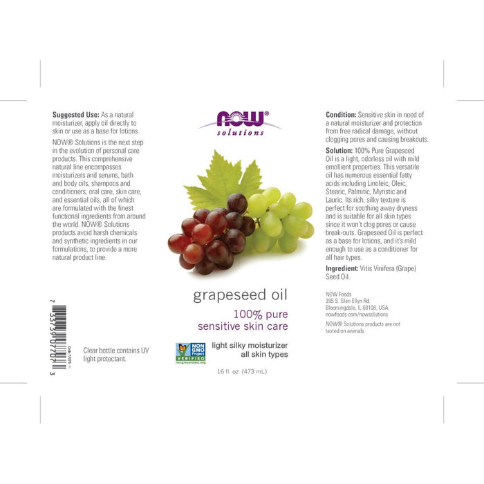 NOW Foods Grapeseed Oil 16oz (473ml) - Health and Wellbeing at MySupplementShop by NOW Foods