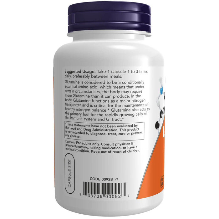 NOW Foods L-Glutamine 500 mg 120 Veg Capsules - L-Glutamine, Glutamine at MySupplementShop by NOW Foods