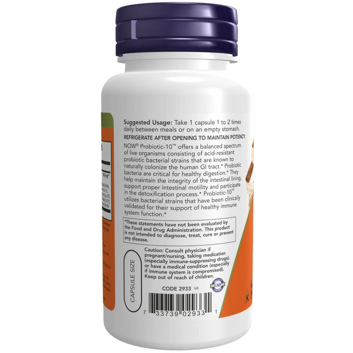 NOW Foods Probiotic-10 25 Billion 100 Veg Capsules - Health and Wellbeing at MySupplementShop by NOW Foods