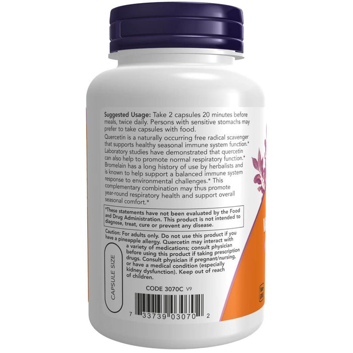 NOW Foods Quercetin with Bromelain 120 Veg Capsules - Health and Wellbeing at MySupplementShop by NOW Foods