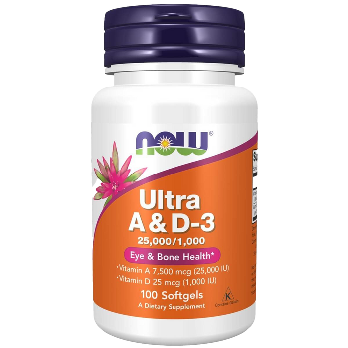 NOW Foods Vitamin A & D3 25,000/1,000 IU 100 Softgels