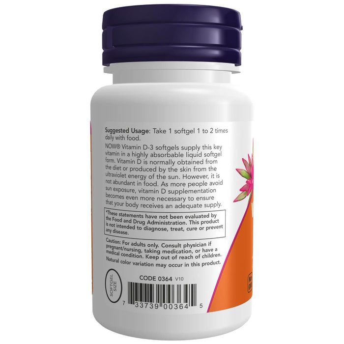 NOW Foods Vitamin D-3 400 IU 180 Softgels - Vitamins & Minerals at MySupplementShop by NOW Foods