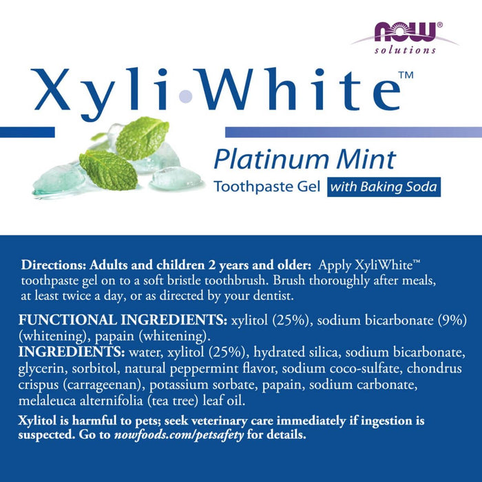 NOW Foods Xyliwhite Toothpaste Gel Platinum Mint 6.4oz - Health and Wellbeing at MySupplementShop by NOW Foods