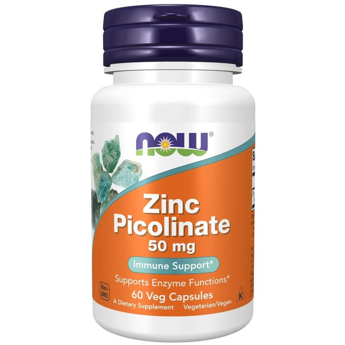 NOW Foods Zinc Picolinate 50 mg 60 Veg Capsules - Vitamins & Minerals at MySupplementShop by NOW Foods