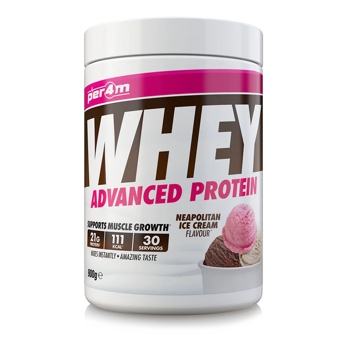 PER4M Whey Protein Powder 900g - 30 Servings | 21g Protein per Serving, Zero Sugar, Gluten-Free