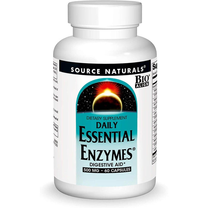 Source Naturals Essential Daily Enzymes 500mg 60 Capsules - Digestive Health at MySupplementShop by Source Naturals