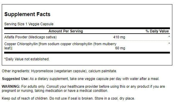 Swanson Chlorophyll as Chlorophyllin 60 mg 300 Veg Capsules - Cellular Health at MySupplementShop by Swanson