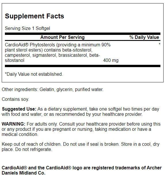 Swanson Maximum Strength Plant Sterols Featuring CardioAid Phytosterols 60 Softgels - Health and Wellbeing at MySupplementShop by Swanson