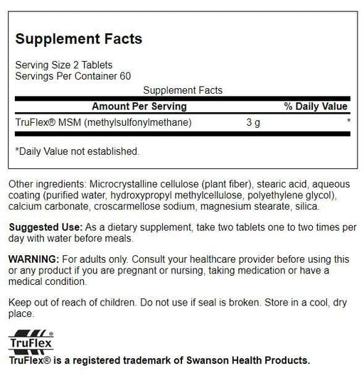 Swanson MSM 1.5 g 120 Tablets - Joint Support at MySupplementShop by Swanson