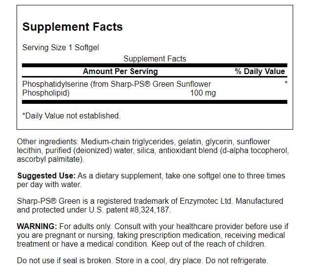 Swanson Phosphatidylserine Soy Free Formula 100 mg 90 Softgels - Brain & Memory at MySupplementShop by Swanson