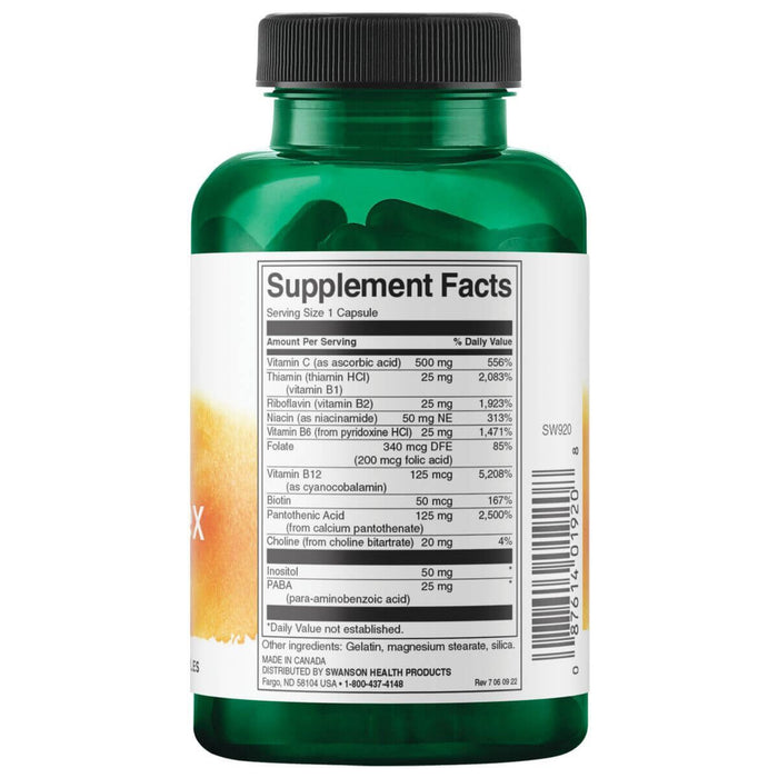 Swanson Super Stress B-Complex with Vitamin C 100 Capsules - Vitamins & Minerals at MySupplementShop by Swanson