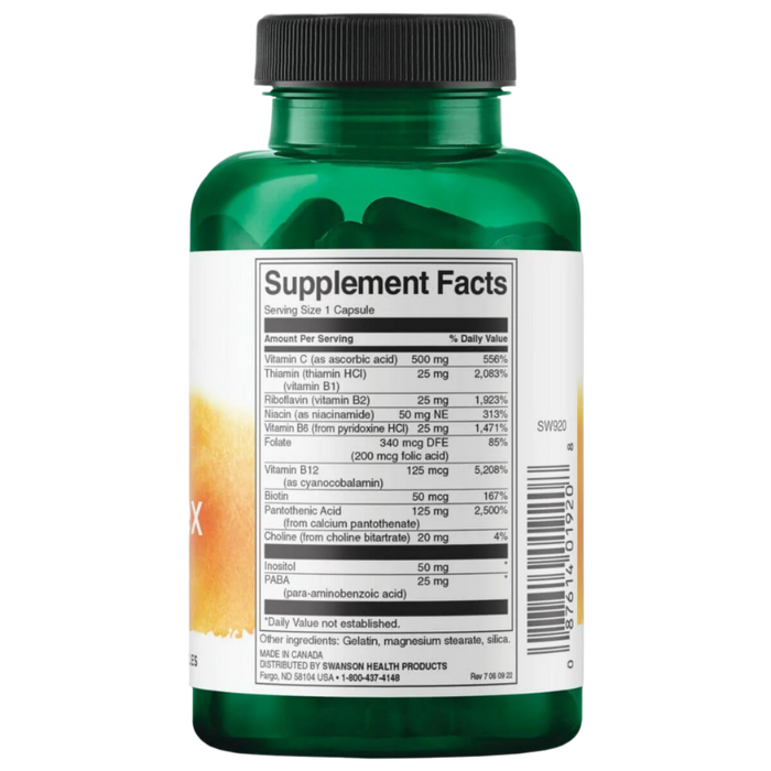 Swanson Super Stress B-Complex with Vitamin C 100 Capsules