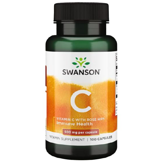 Swanson Vitamin C with Rose Hips 500 mg 100 Capsules