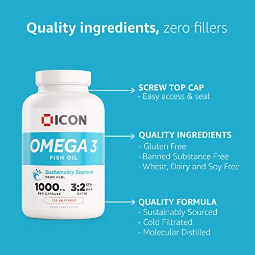 High Strength Omega 3 Fish Oil Capsules - 4 Month Supply - Sports Nutrition at MySupplementShop by ICON Nutrition