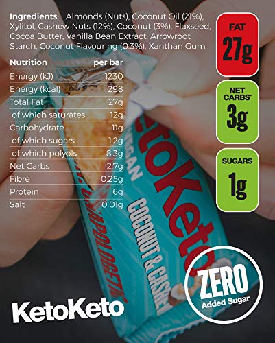 KetoKeto Bar 12x50g Coconut Cashew - Sports Nutrition at MySupplementShop by KetoKeto