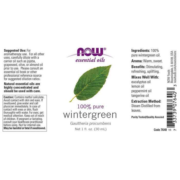 NOW Foods Essential Oil, Wintergreen Oil - 30 ml. - Health and Wellbeing at MySupplementShop by NOW Foods