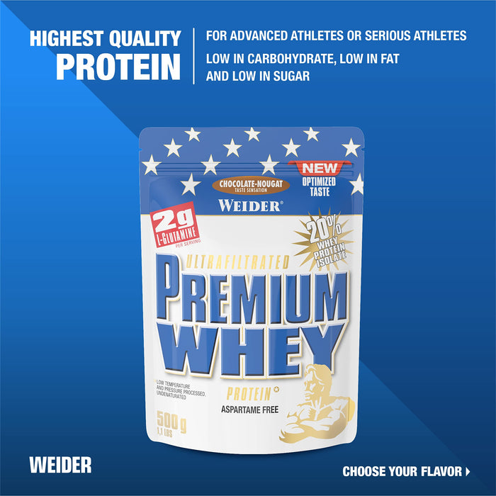 Weider Premium Whey, Chocolate Nougat - 500 grams - Protein at MySupplementShop by Weider