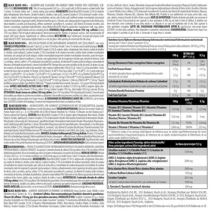 BioTechUSA Black Blood NOX+, Blueberry-Lime (EAN 5999076232376) - 330 grams - Nitric Oxide Boosters at MySupplementShop by BioTechUSA