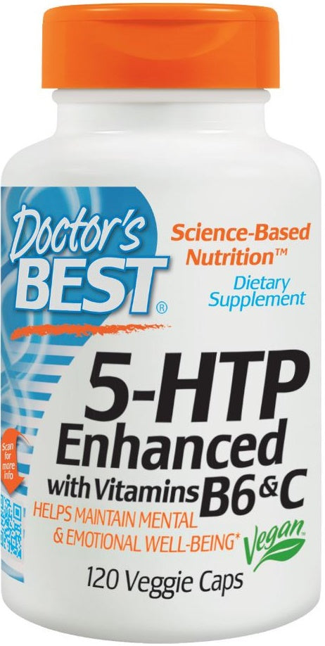 Doctor's Best 5-HTP Enhanced with Vitamin B6 and C - 120 vcaps - Health and Wellbeing at MySupplementShop by Doctor's Best