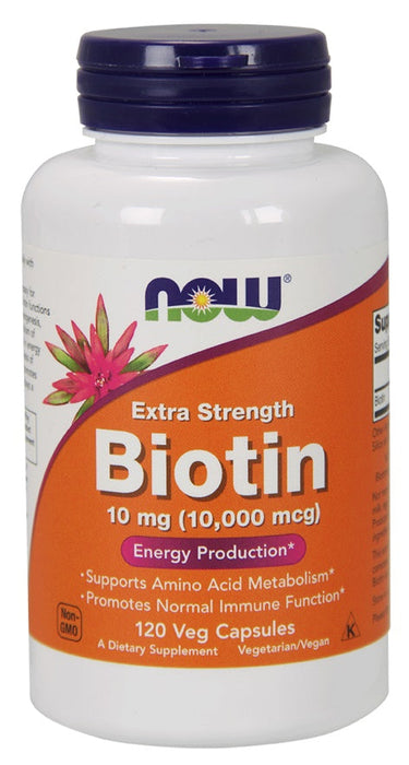 NOW Foods Biotin, 10mg Extra Strength - 120 vcaps - Vitamins & Minerals at MySupplementShop by NOW Foods