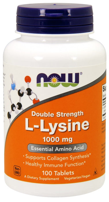 NOW Foods L-Lysine, 1000mg - 100 tabs - Amino Acids and BCAAs at MySupplementShop by NOW Foods