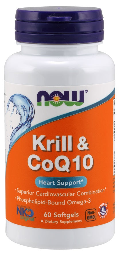 NOW Foods Krill & CoQ10 - 60 softgels - Health and Wellbeing at MySupplementShop by NOW Foods