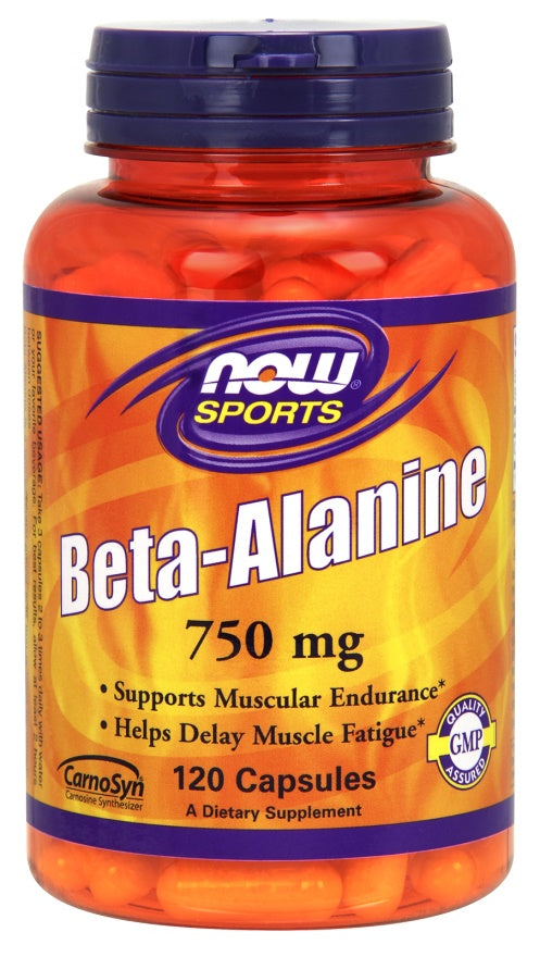 NOW Foods Beta Alanine, 750mg (Caps) - 120 caps - Pre & Post Workout at MySupplementShop by NOW Foods