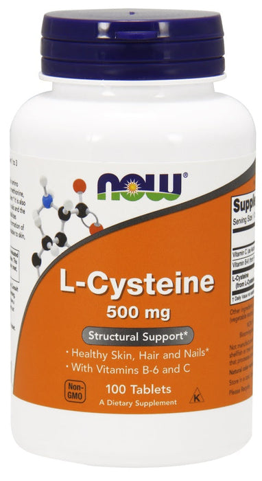 NOW Foods L-Cysteine, 500mg - 100 tablets - Amino Acids and BCAAs at MySupplementShop by NOW Foods