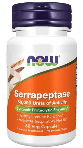 NOW Foods Serrapeptase - 60 vcaps - Health and Wellbeing at MySupplementShop by NOW Foods